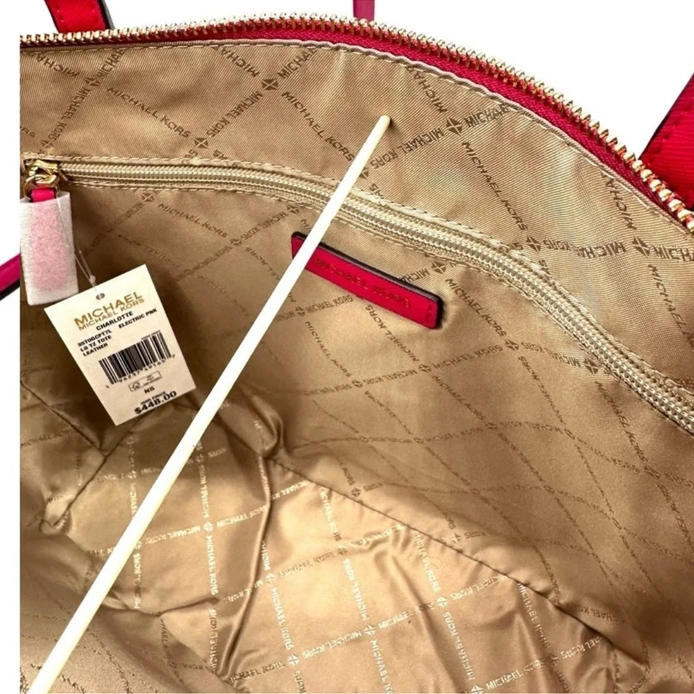 Michael Kors Large Charlotte Tote Bag Electric Pink